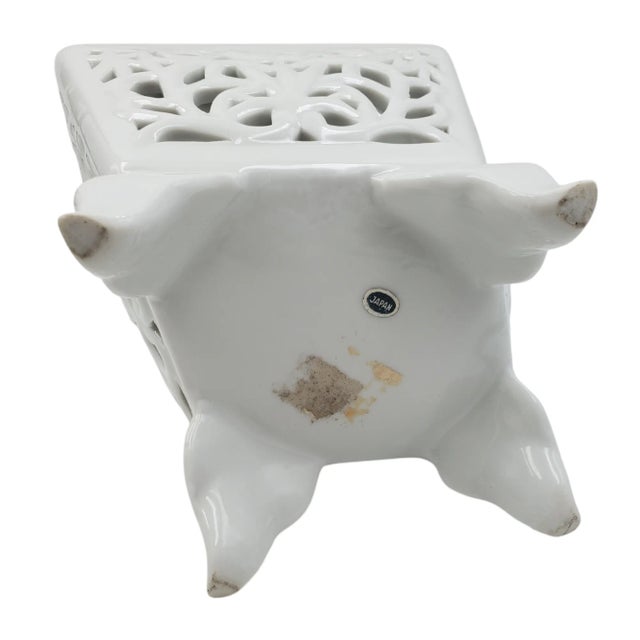 Off-white 1990s White Filigree Porcelain Pottery Planter Weathered Shells For Sale - Image 8 of 10