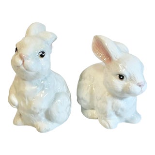 1950s Vintage Boho Chic Arts & Crafts Ceramic Bunny Figural - A Pair, Easter. For Sale