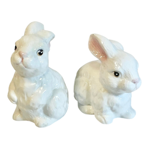 1950s Vintage Boho Chic Arts & Crafts Ceramic Bunny Figural - A Pair, Easter