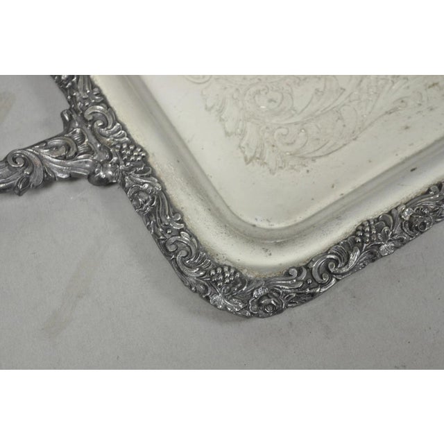 Vintage English Victorian Silver Plated Copper Narrow Serving Platter Bar Tray For Sale - Image 12 of 18