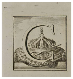 Luigi Vanvitelli, Letter of the Alphabet C, Etching, 18th Century