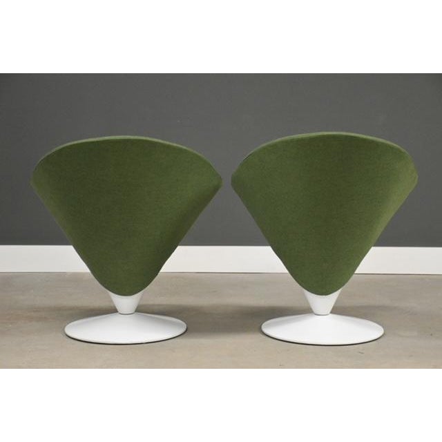 Mid-Century Modern Adrian Pearsall White Cone Swivel Lounge Chairs - A Pair For Sale - Image 3 of 7