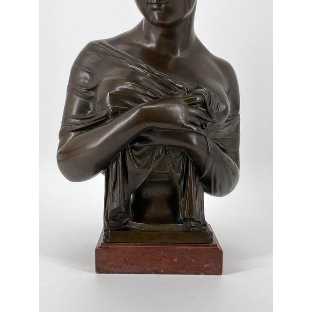 Metal J. Petermann , Bust Madame Récamier, 1800s, Bronze and Marble For Sale - Image 7 of 13
