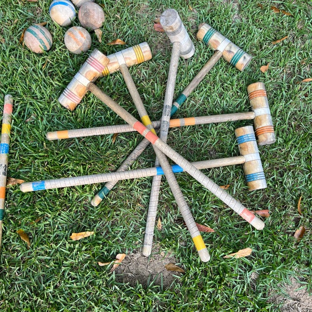 Croquet Set With Rack- 24 Pieces, Vintage For Sale - Image 4 of 12