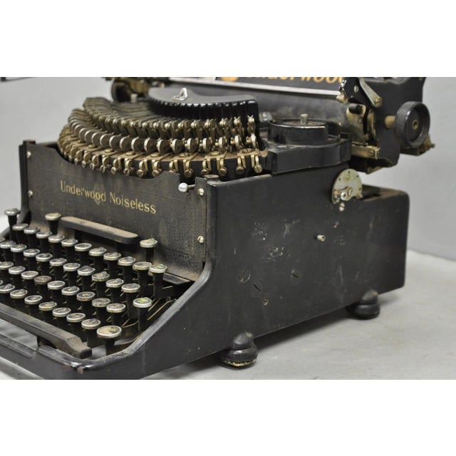 Antique 1930s Underwood Noiseless Standard Mechanical Typewriter Office Decor For Sale - Image 9 of 15