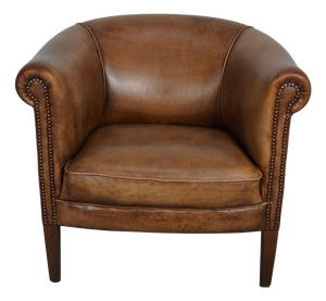 Vintage Dutch Club Chair in Cognac Colored Leather