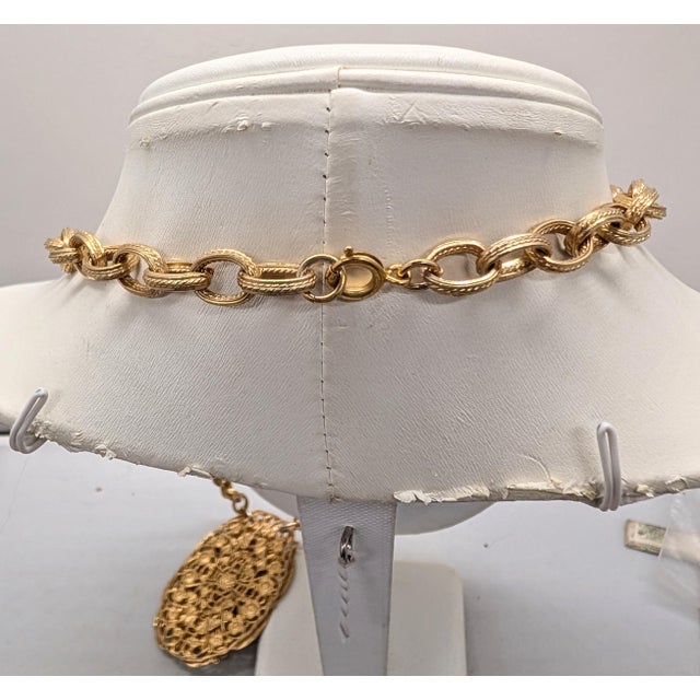 Turquoise Vintage 1960s Signed Napier Goldtone Cabochon Faux-Turquoise Pendant Necklace For Sale - Image 8 of 10