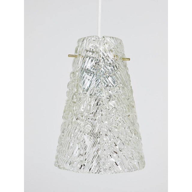Mid-Century Textured Glass and Brass Pendant Lamp by J. T. Kalmar, Austria, 1950s For Sale - Image 14 of 16