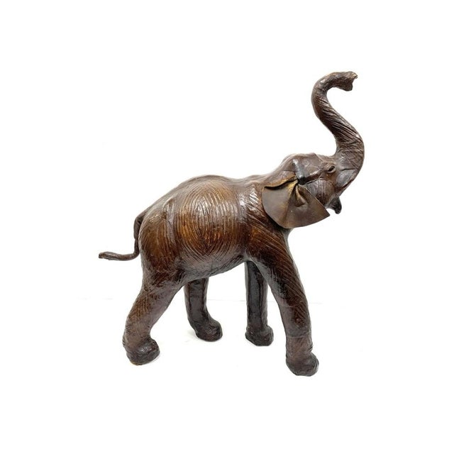 Mid-Century Modern Mid Century Striding Leather Elephant For Sale - Image 3 of 12