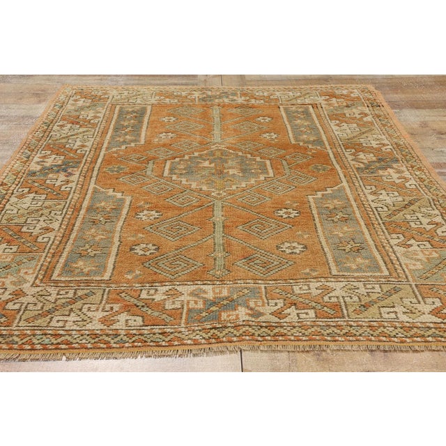 Orange Vintage Orange Turkish Oushak Rug - 04'04 X 05'08. For Sale - Image 8 of 9