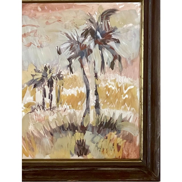 Wood Mixed Media Tropical Painting on Glass by Gerhard For Sale - Image 7 of 12
