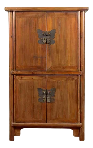 Large 19th Century Wooden Wedding Cabinet with Butterfly Hardware