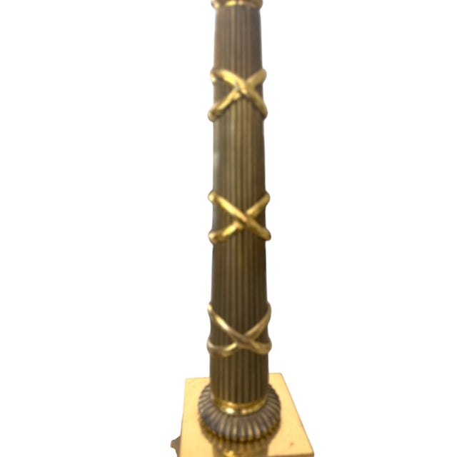 1990s Top Brass Neoclassical Solid Brass Column Table Lamps - a Pair For Sale - Image 4 of 13