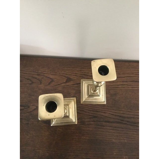 Hollywood Regency Vintage Brass Candles Holders- a Pair For Sale - Image 3 of 5