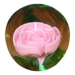 Art Glass Rose Paperweight For Sale