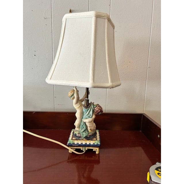 Vintage Porcelain Cherub Table Lamp For Sale - Image 14 of 14