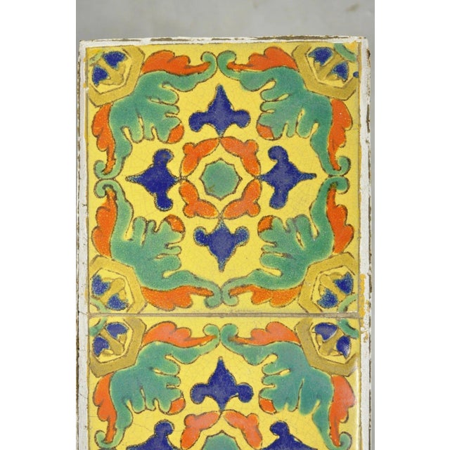 Early 20th Century Antique Arts & Crafts Wrought Iron Side Table W/ Catalina California Tile Top For Sale - Image 5 of 15