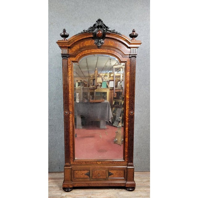 Parisian Wardrobe with Mirror in Rosewood and Elm Burl For Sale - Image 5 of 5