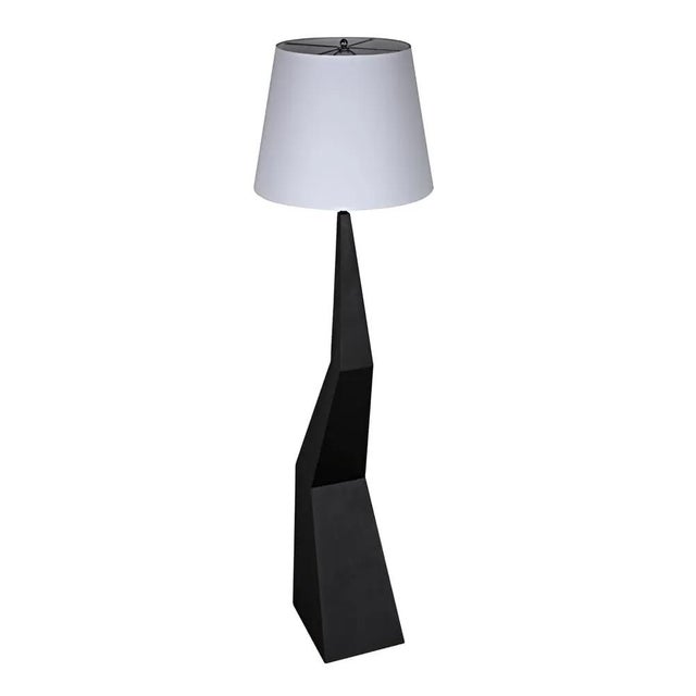 Mid-Century Modern Rhombus Floor Lamp with Shade, Black Metal For Sale - Image 3 of 6