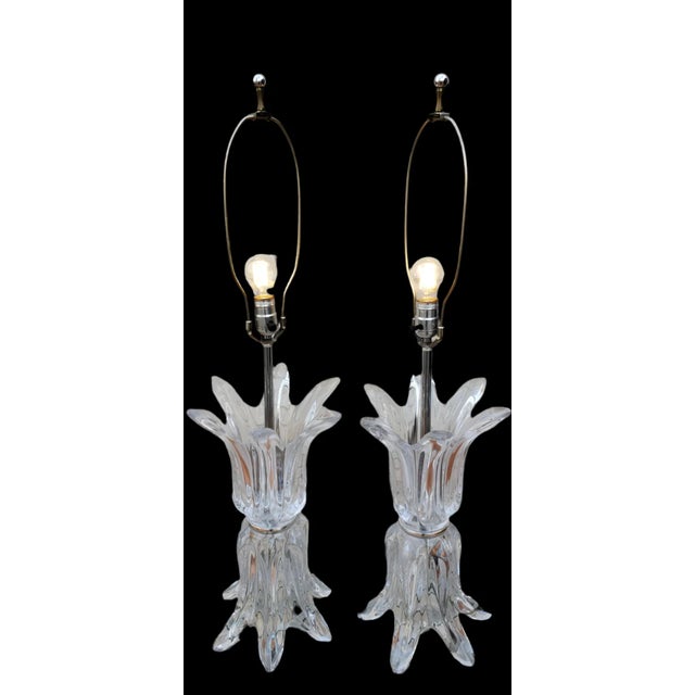 Mid Century Modern "Splash" Glass Lamps by Art Vannes France - Pair Add a striking touch of MCM artistry to your home with...