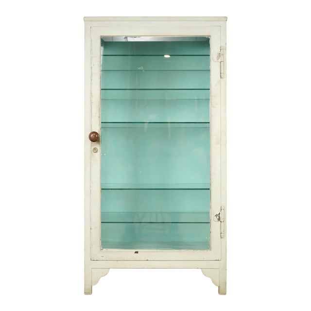 Vintage Steel Glass Medical Pharmacy Display Cabinet For Sale