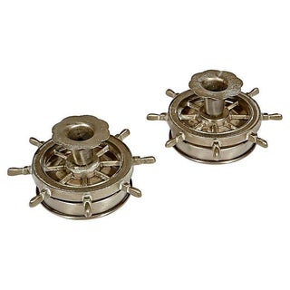 Nautical Metal Candleholders - Pair For Sale