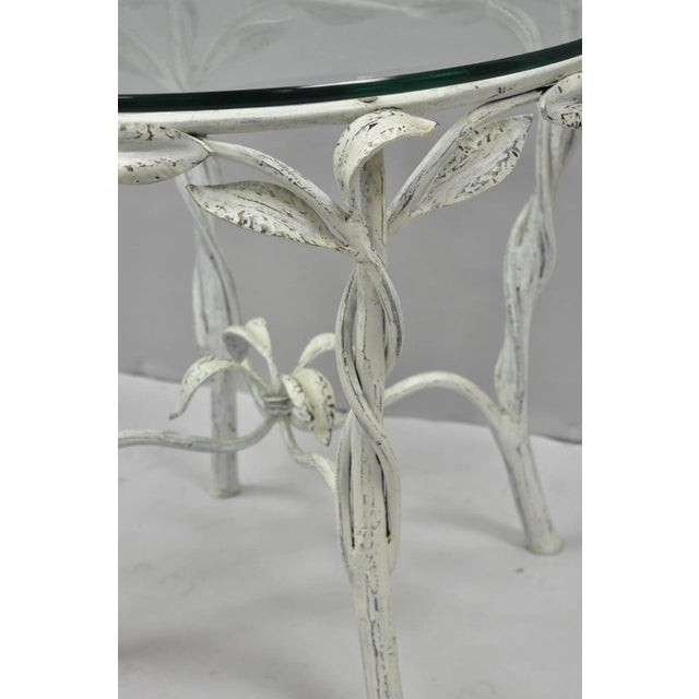 Vintage Italian Hollywood Regency Iron Leafy Scroll Round Occasional Side Table For Sale - Image 11 of 14
