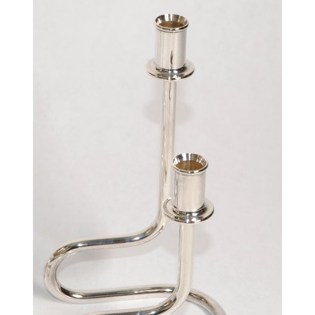 Gorham Maestri 1950s Silver Plated Italian Candle Holders Bauhaus Style, Pair For Sale - Image 9 of 13