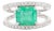 Cushion Cut Emerald & Diamond Double Band Engagement Ring Size 5.5 For Sale