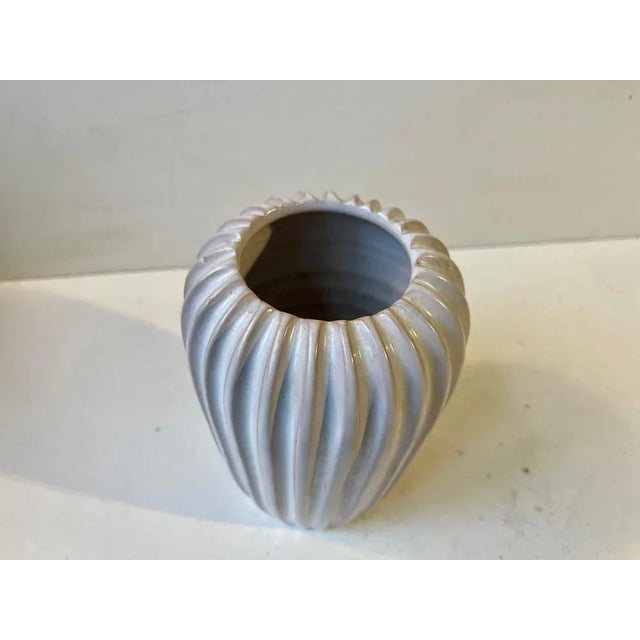 Danish Modern White Glaze Ceramic Vase from Eslau, 1960s For Sale - Image 4 of 7