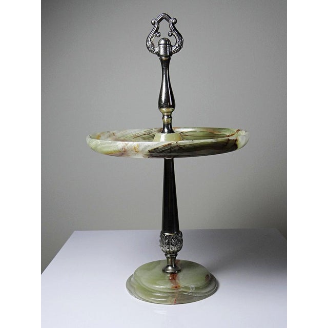 Beige Display Stand in Green Onyx and Silver-Plated Metal, 1940s For Sale - Image 8 of 14