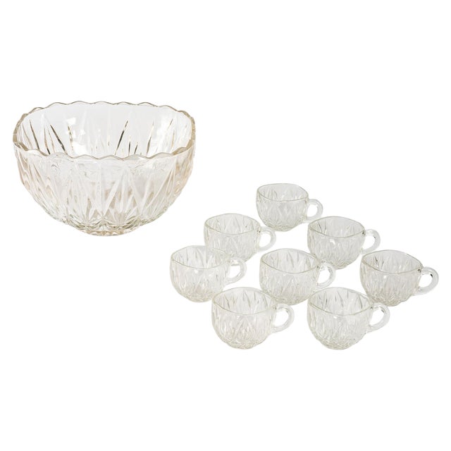 Crystal Punch Cups, 1950s, Set of 9 For Sale