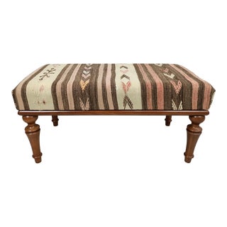 Handmade Kilim Upholstered Entryway Bench For Sale
