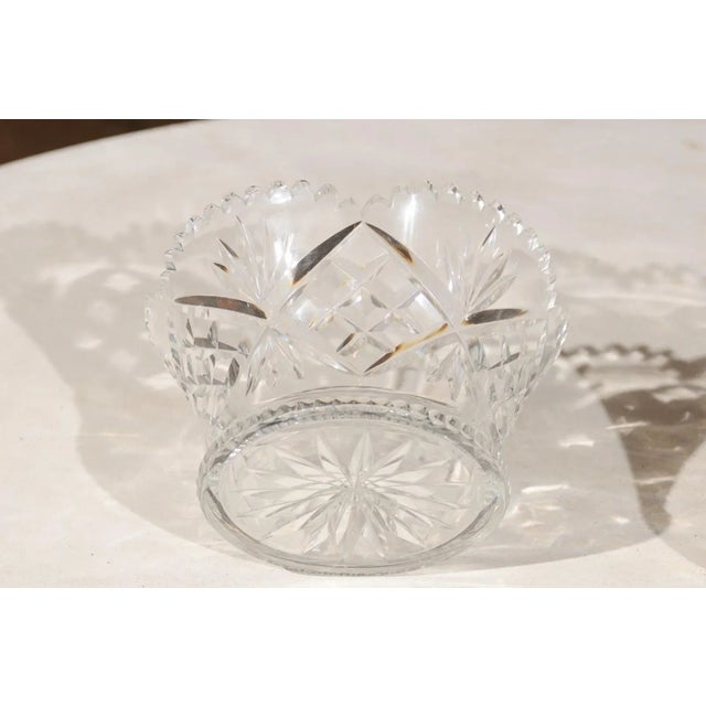 Circa 1900 English Cut Crystal Bowl with Scalloped Top & Diamond Motifs For Sale - Image 11 of 12