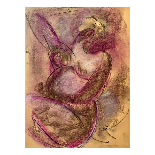 Gilbert Pauli, Future Mother, Pastel on Paper, 1990 For Sale
