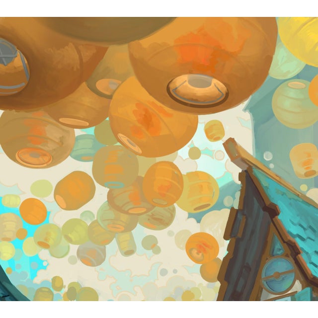 Early 21st Century Lantern Festival by Dustin Panzino | Procreate on Metal Colorful scene of a festival with floating lanterns. For Sale - Image 5 of 5