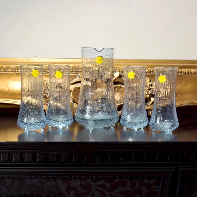 1970s 1960s Italian g.p. Neodymium Alexandrite Glass Pitcher & Tumbler Set – Lead Cristal - Set of 5 For Sale - Image 5 of 5