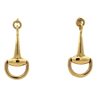 Roberto Coin 18k Yellow Gold Horsebit Drop Earrings, A Pair For Sale