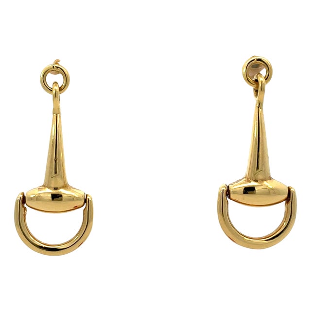 Roberto Coin 18k Yellow Gold Horsebit Drop Earrings, A Pair For Sale