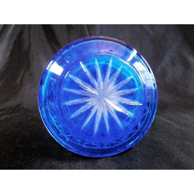 1960s Blue Cut to Clear Decanter With Stopper For Sale - Image 10 of 12