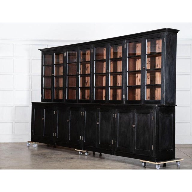 1920s English Ebonised Pine Glazed Dresser, 1920 For Sale - Image 5 of 18