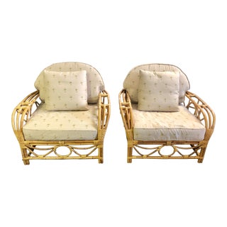 21st Century Bentwood Rattan Tommy Bahamas Club Chairs- a Pair For Sale