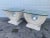 Fabulous pair of vintage postmodern tessellated Mactan stone/travertine side tables. Great organic shape and aesthetic....