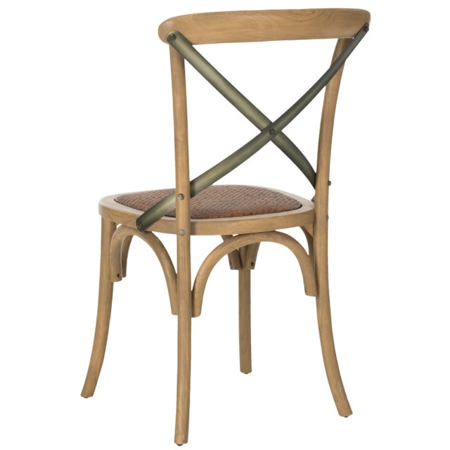 18''H X Back Farmhouse Side Chair in Weathered Oak & Medium Brown - a Pair For Sale - Image 4 of 7