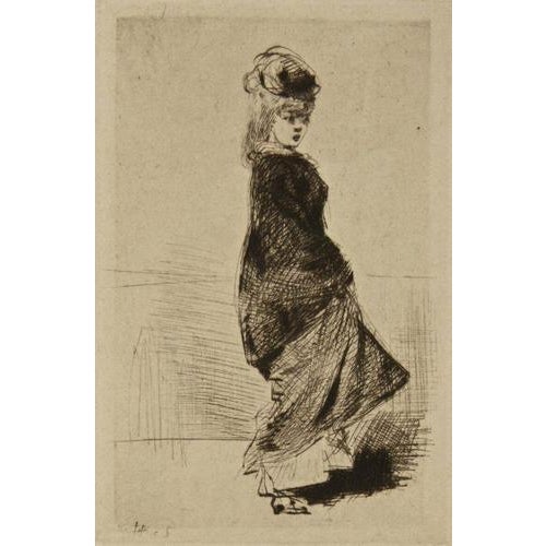 Charming original drypoint on ivorycoloured plate realized by Giuseppe De Nittis between 1870 and 1880. Signed on plate...