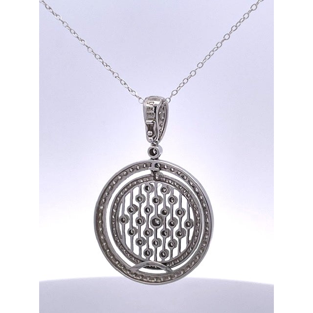 Contemporary Diamond Circle Pendant Necklace 18k For Sale - Image 3 of 8