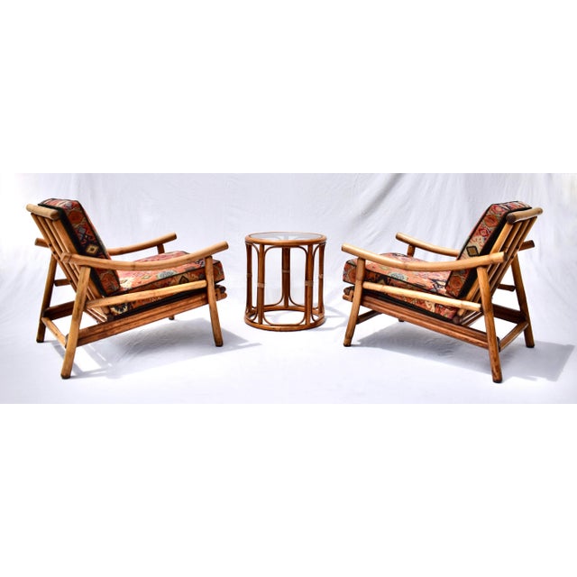 Contemporary 1960s Attributed Ficks Reed Bamboo Pagoda Rattan Lounge Chairs For Sale - Image 3 of 11