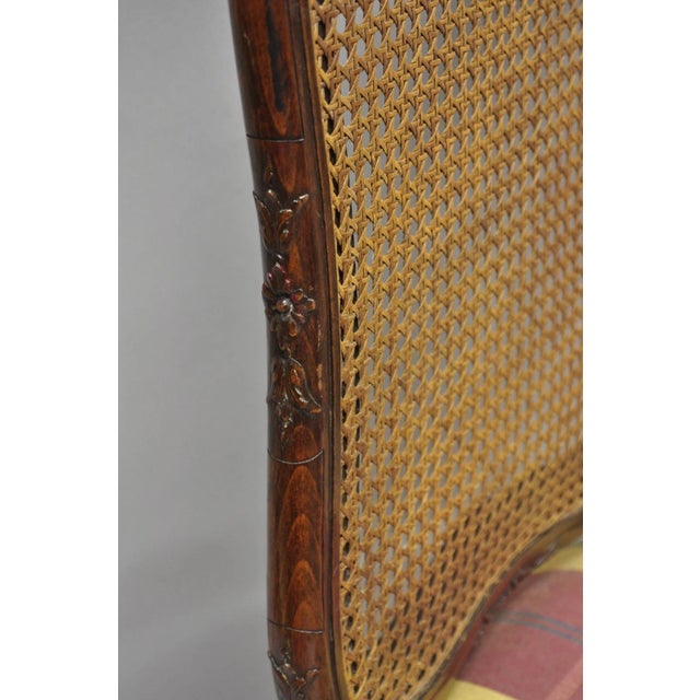Antique French Country Louis XV Carved Walnut Cane Back Side Chairs - A Pair For Sale - Image 12 of 18
