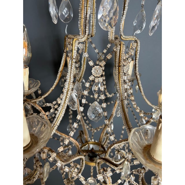 1970s Italian pearl and crystal chandelier For Sale - Image 9 of 12
