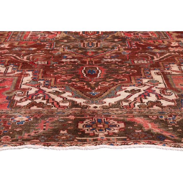 Vintage Persian Heriz Rug, 07'07 X 11'00 For Sale - Image 4 of 10
